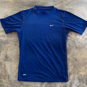 Nike Deep Blue Fitted Dri-Fit Stretchy Workout Gym Top T Shirt Unisex